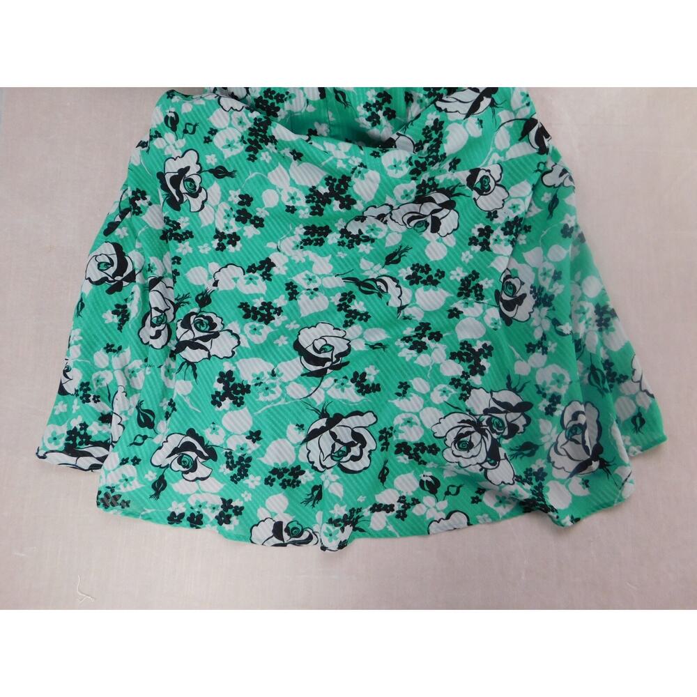 ASOS Puff Sleeve Ruched Green Floral Midi Dress Sz 8 - Picture 9 of 13